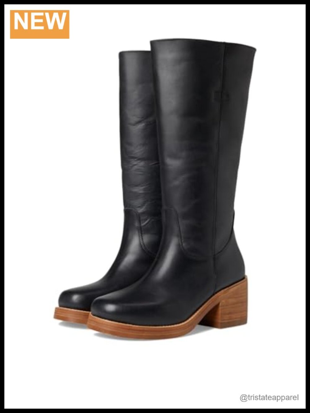 Leather Pull-On Equestrian Boots Women's Block Heel